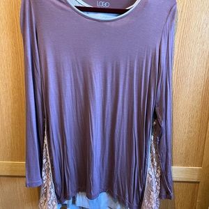 Logo Knit Top with Lace Godets and Tank Twin Set, size M